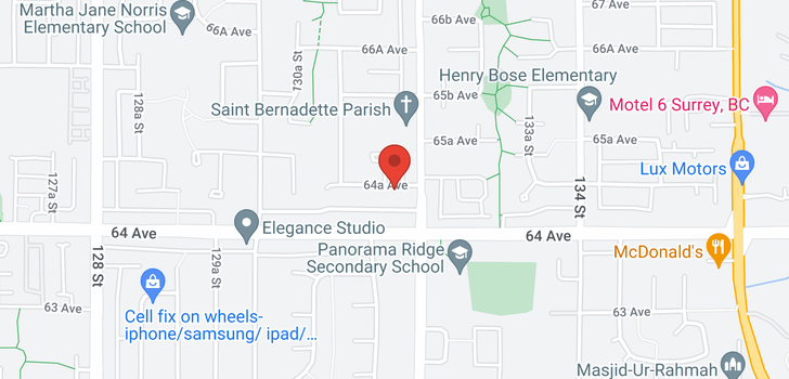 map of 13164 64A AVENUE